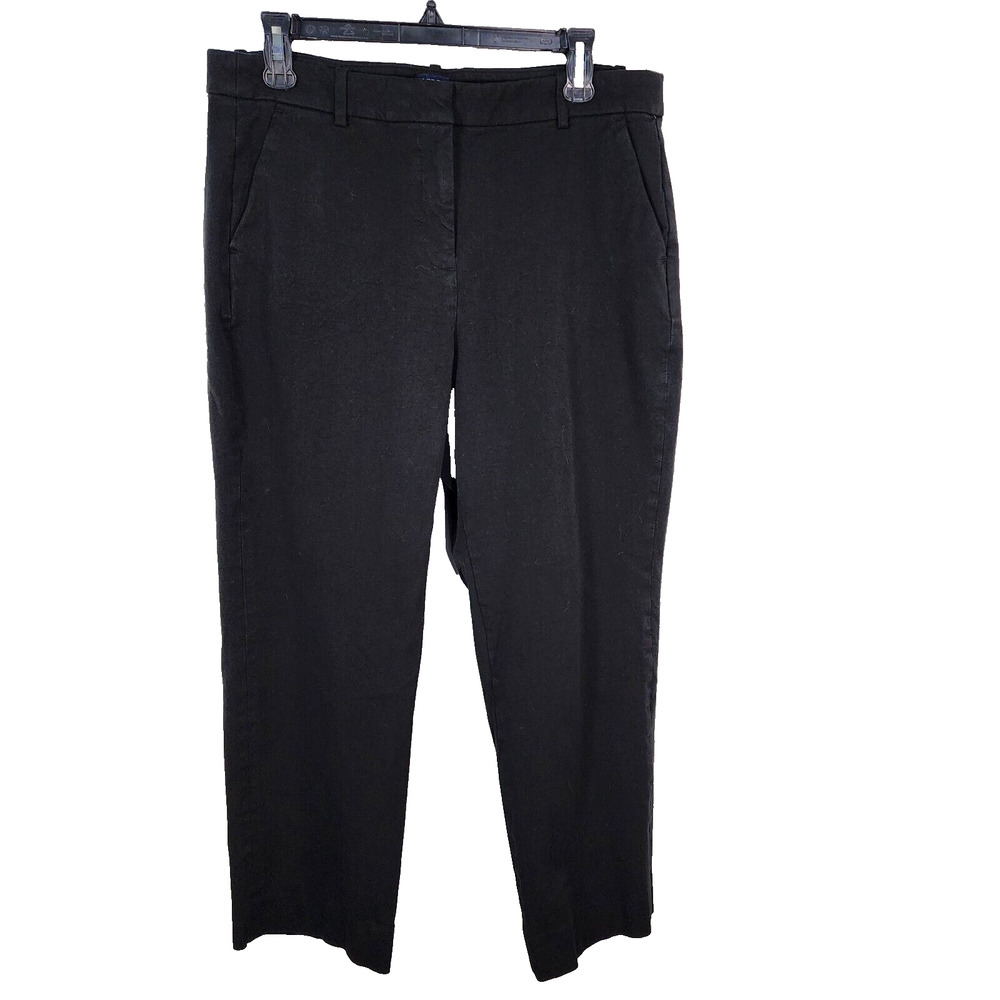 J Crew Womens Pants Size 12 Kallie Straight Leg Ankle Stretch Black Career BO899